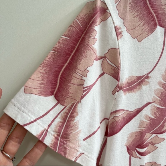 Express Mens Crewneck tropical leaf short sleeve t-shirt cotton modal medium - Picture 3 of 6